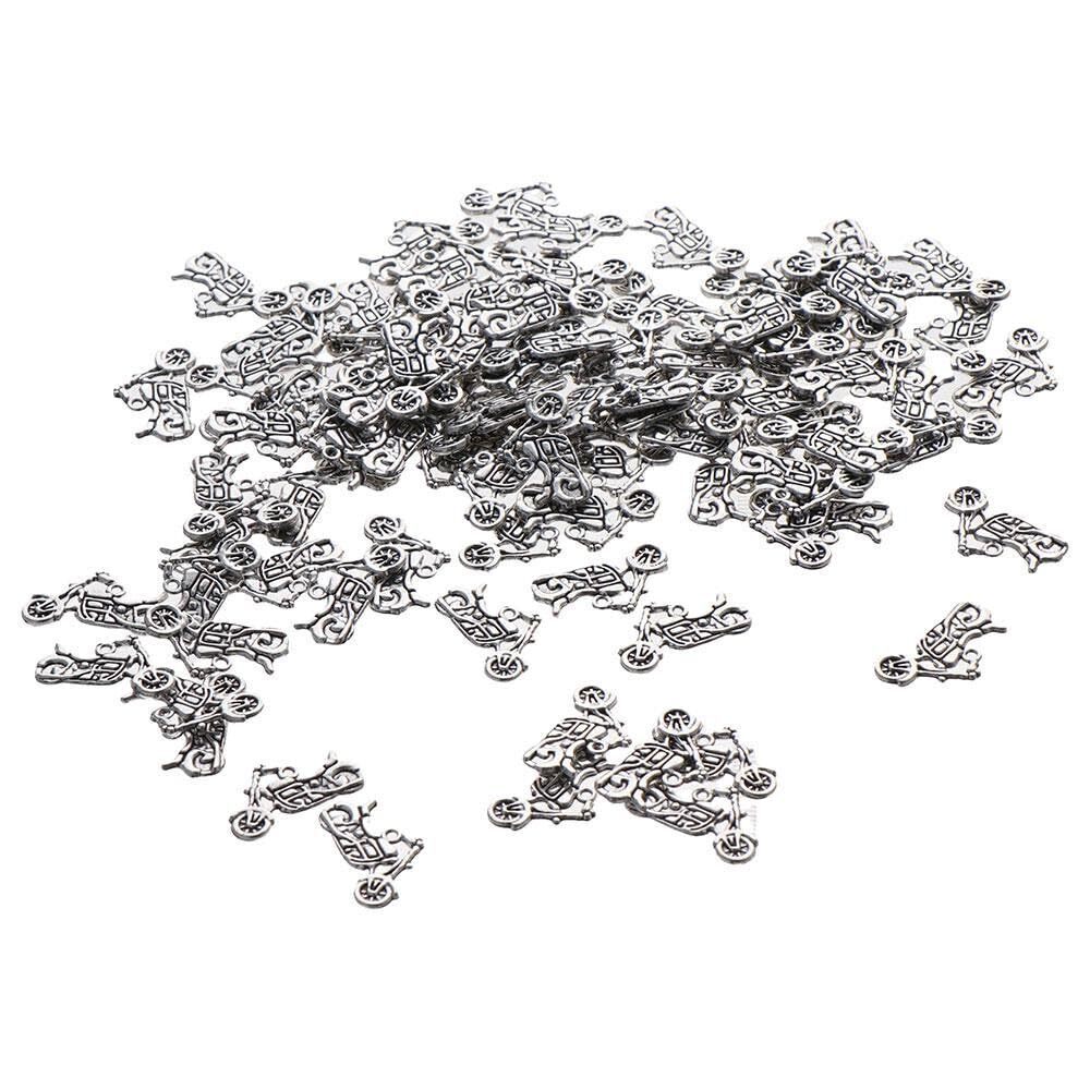 1968 100Pcs Mini Antique Silver Motorbike Charms,Punk Style